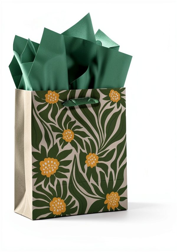 qiqee 7.9"x4.3"x9.6" 6PCS Clash Flowers Paper Gift Bags with Tissue Paper Handles Medium Size Bags（12pcs Tissue Paper ）-4