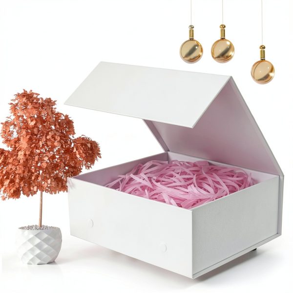Rsgift White Gift Box with Lid, 7.8x7x3.1 Inches(Inside size:7.4x6.8x3 inches), Magnetic Closure Small box for Men - Wedding, Birthday, Graduation Packaging-4