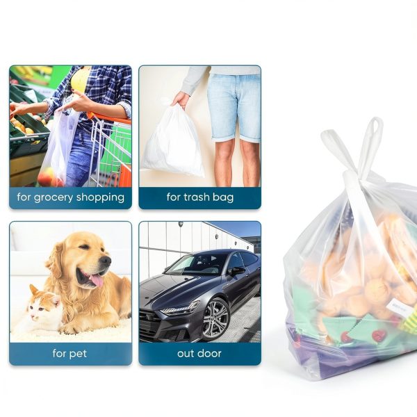 LimonLaviu Plastic Bags - 100 Pack (11.5'x 6.5" x 21') with Handles for Small Business, Restaurants, Grocery & Trash-4