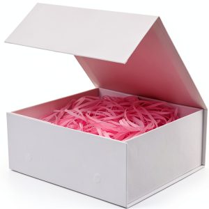 Rsgift White Gift Box with Lid, 7.8x7x3.1 Inches(Inside size:7.4x6.8x3 inches), Magnetic Closure Small box for Men - Wedding, Birthday, Graduation Packaging-0