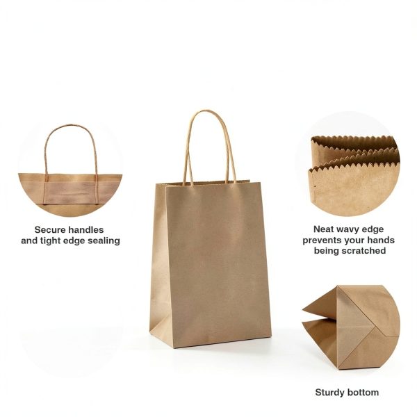 GSSUSA Brown Paper Bags Small Gift Kraft Bags 5.25x3.75x8 Bulk-3